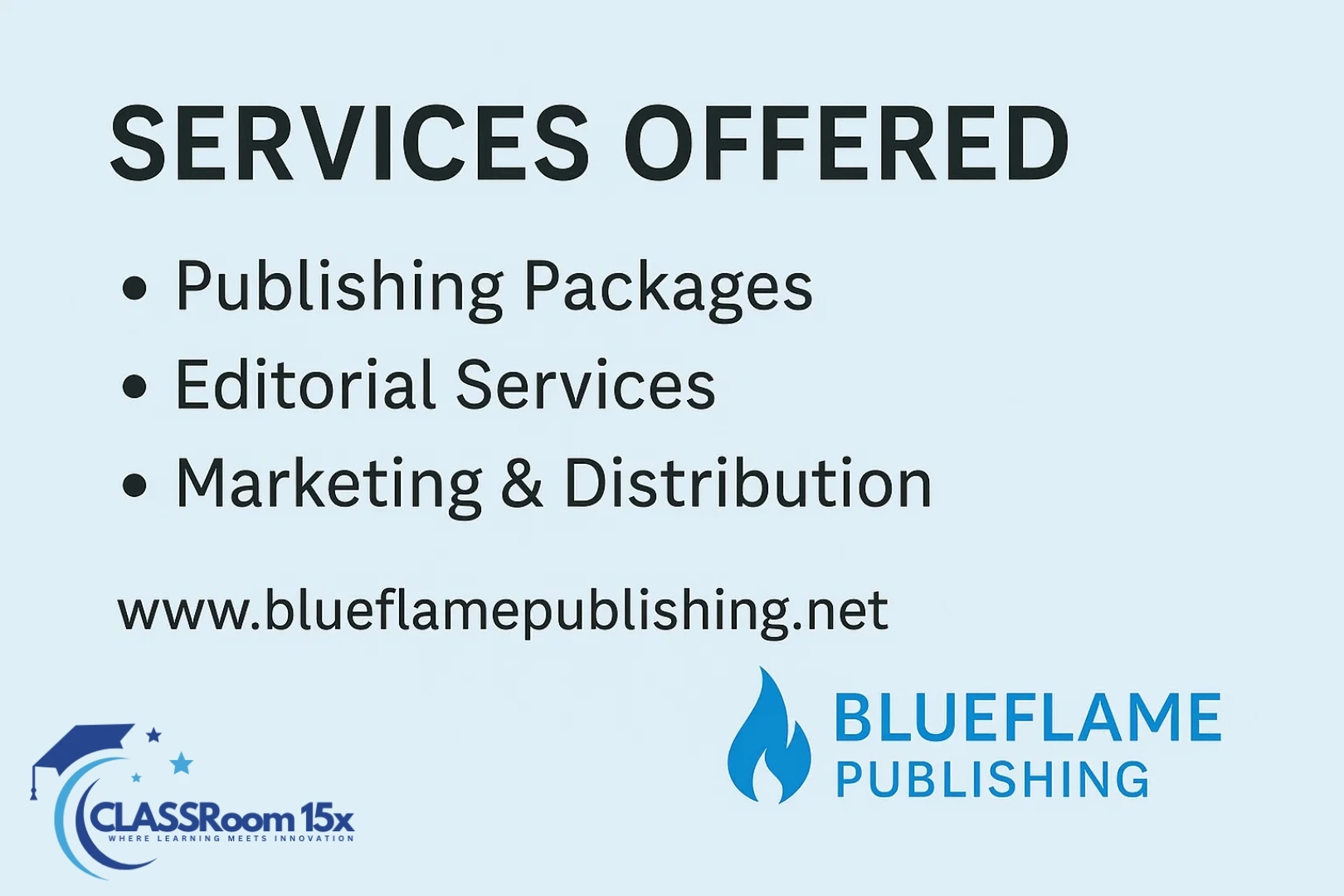 Services Offered by www.blueflamepublishing .net