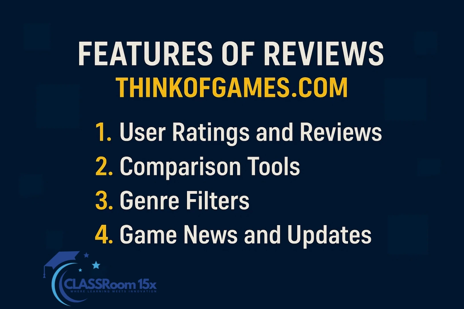 Features of Reviews ThinkOfGames com